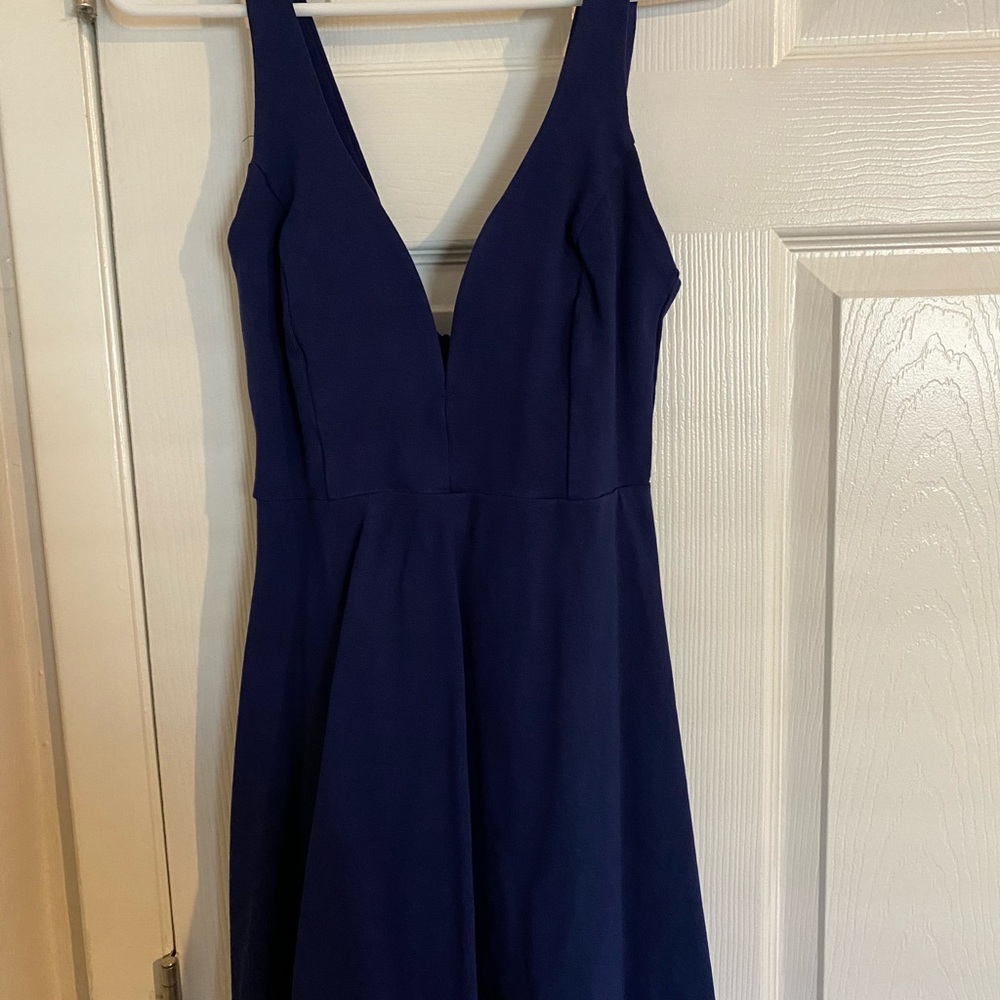 Lulus Navy blue low cut skater dress size medium, like new